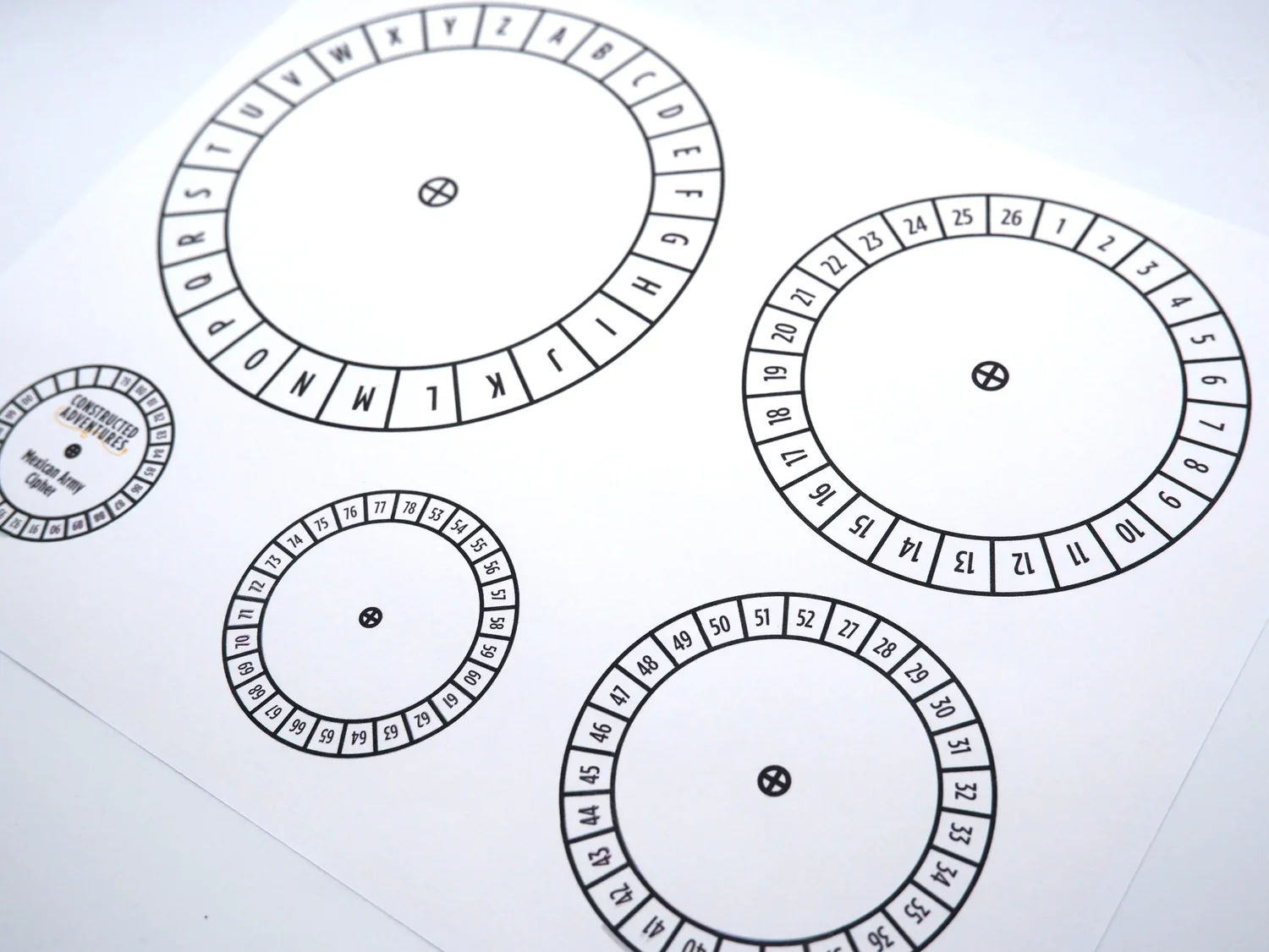 Printable Mexican Army Cipher wheel and Puzzle pack — Constructed